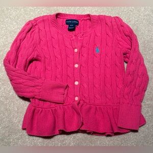 RALPH LAUREN Bright Pink Cotton Cardigan
